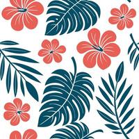 Tropical seamless tile pattern featuring vibrant flowers and lush leaves with high contrast colors suitable for beach themed spaces concept as Vibrant flowers and lush leaves in hi Clean Pro 2 vector