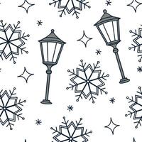 Twinkling snowflake and lantern seamless tile pattern with glowing winter accents concept as Twinkling snowflakes paired with glowing lanterns create a seamless tile pattern with r Clean Pro vector