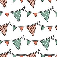 Upcycled Fabric Christmas Garland concept as A seamless minimal background featuring a repeating pattern of Christmas garlands made from upcycled fabric scraps in various colors an Clean Pro vector