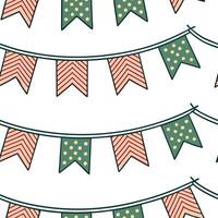 Upcycled Fabric Christmas Garland concept as A seamless minimal background featuring a repeating pattern of Christmas garlands made from upcycled fabric scraps in various colors an Clean Pro 2 vector