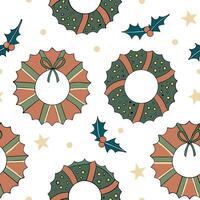 Upcycled Fabric Christmas Wreath concept as A seamless minimal background featuring a repeating pattern of Christmas wreaths made from upcycled fabric scraps in various colors and Clean Pro vector