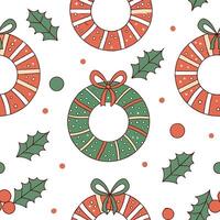 Upcycled Fabric Christmas Wreath concept as A seamless minimal background featuring a repeating pattern of Christmas wreaths made from upcycled fabric scraps in various colors and Clean Pro 2 vector