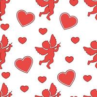 Valentine hearts and cupids seamless tile pattern with playful elements and bright pink tones for cheerful decor concept as Playful hearts and cupids with bright pink tones arrange Clean Pro 4 vector