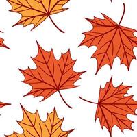 Vibrant autumn maple leaves seamless tile pattern with rich red and orange hues on white background concept as Rich red and orange autumn maple leaves creating vibrant seamless til Clean Pro vector