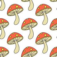 Vibrant autumn mushrooms seamless tile pattern with colorful caps and earthy stems concept as Colorful mushroom caps and earthy stems create a vibrant autumn mushrooms seamless til Clean Pro vector