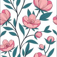 Vibrant peony seamless tile pattern with full blooms in bright pink and subtle soft hues concept as Bright pink peonies with full blooms and soft hues create a seamless spring patt Clean Pro vector
