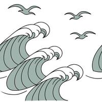 Vintage abstract waves seamless pattern with fluid lines and muted colors for serene designs concept as Serene vintage abstract waves pattern featuring fluid lines and muted colors Clean Pro vector