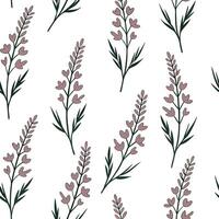 Vintage inspired heather seamless pattern with muted colors and distressed textures on white concept as Muted color vintage heather flowers with distressed textures creating timele Clean Pro vector