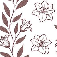 Vintage wildflowers seamless tile pattern with distressed rose and lily illustrations and muted color palette ideal for retro kitchens concept as Distressed rose and lily illustrat Clean Pro vector
