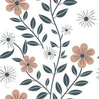 Vintage summer flowers seamless pattern with muted colors and delicate textures for a retro aesthetic concept as Retro summer flowers pattern with muted tones and delicate textures Clean Pro vector
