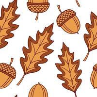 Warm autumn leaf and acorn seamless tile pattern with rich colors and cozy textures concept as Rich colored autumn leaves and acorns create a warm leaf and acorn seamless tile patt Clean Pro vector