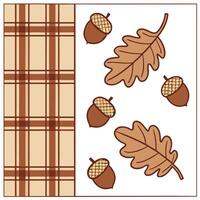 Warm autumn plaid and acorns seamless tile pattern with rustic textures concept as Autumn plaid combined with warm acorns create a rustic seamless tile pattern with cozy textures f Clean Pro vector