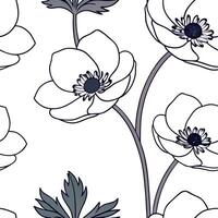 Watercolor Anemone seamless pattern with soft brush strokes and white background concept as Soft watercolor Anemone flowers with gentle brush strokes creating delicate seamless pat Clean Pro vector