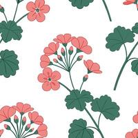 Watercolor geranium seamless pattern with soft brush strokes and white background concept as Soft watercolor geraniums with gentle brush strokes creating a delicate seamless patter Clean Pro vector