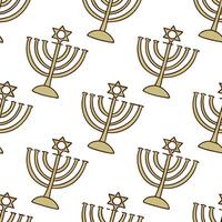 Watercolor menorah with compostable materials on seamless tile background concept as A seamless pattern of watercolor tiles featuring menorahs made from compostable materials blend Clean Pro vector