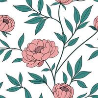 Watercolor peony seamless pattern with soft brush strokes and white background concept as Soft watercolor peonies with gentle brush strokes creating a delicate seamless pattern ide Clean Pro vector