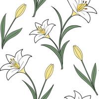 Watercolor tiles with cute daffodils and lilies concept as Seamless watercolor tiles featuring minimal cute daffodils and elegant lilies creating a cheerful and refined gift wrappi Clean Pro vector