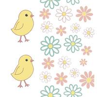 Whimsical Easter chicks and daisies seamless tile pattern with pastel spring colors concept as Pastel spring colors highlight whimsical Easter chicks and daisies in seamless tile p Clean Pro vector