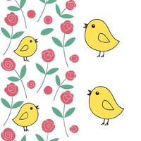 Whimsical Easter chicks and roses seamless tile pattern with playful spring colors concept as Playful spring colors highlight whimsical Easter chicks and roses in seamless tile pat Clean Pro vector
