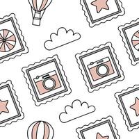 Whimsical frame seamless tile pattern with playful designs and charming elements concept as Playful whimsical frames form seamless tile patterns with charming elements adding fun a Clean Pro vector