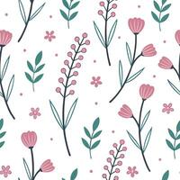 Whimsical heather seamless pattern with playful elements and soft colors on white concept as Playful whimsical heather flowers with soft pastel colors creating fun seamless pattern Clean Pro vector