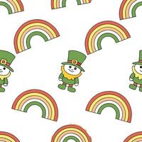 Whimsical leprechauns and rainbow seamless tile pattern with playful festive colors concept as Playful festive colors highlight whimsical leprechauns amidst rainbows in seamless ti Clean Pro vector