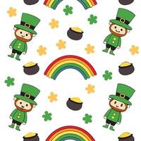 Whimsical leprechauns and rainbow pots of gold seamless tile pattern with playful colors concept as Playful colors highlight whimsical leprechauns amidst rainbow pots of gold in se Clean Pro vector
