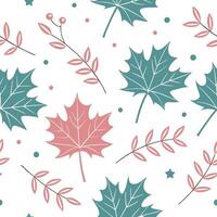 Whimsical maple leaves seamless pattern with playful elements and soft colors on white concept as Playful whimsical maple leaves with soft pastel colors creating a fun seamless pat Clean Pro vector