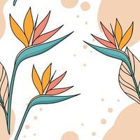 Whimsical watercolor Bird of Paradise seamless pattern with pastel splashes and drips on white concept as Whimsical watercolor Bird of Paradise flowers with pastel splashes and dri Clean Pro vector
