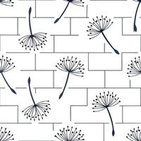 White dandelion seed tiles concept as Seamless pattern of minimalist white dandelion seed outlines Camera follows a few seeds as they float across the tiles Symbolizes letting go Clean Pro vector