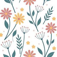 Whimsical summer flowers seamless pattern with playful shapes and bright colors for fun imaginative summer designs concept as Playful summer flower pattern with whimsical shapes an Clean Pro vector