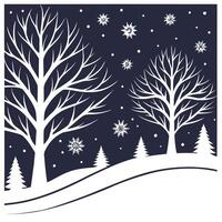 Winter nights seamless pattern with dark sky snowflakes and glowing trees for a mystical winter evening effect concept as Mystical winter night pattern with dark skies snowflakes a Clean Pro vector