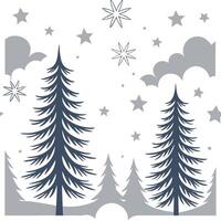 Winter nights seamless pattern with frosty trees soft snowflakes and quiet night skies for a calm reflective atmosphere concept as Calm winter night pattern with frosty trees soft Clean Pro vector