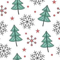 Winter seamless pattern with festive trees snowflakes and holiday lights for a joyful holiday atmosphere concept as Joyful holiday winter pattern with festive trees snowflakes and Clean Pro vector