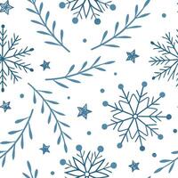 Winter seamless pattern with frosty blue snowflakes shimmering ice crystals and delicate winter branches for a magical winter look concept as Magical winter pattern with frosty blu Clean Pro vector