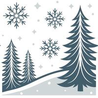 Winter seamless pattern with evergreen trees snowflakes and frosty textures for a traditional winter look concept as Traditional winter pattern with evergreen trees snowflakes and Clean Pro vector
