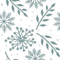 Winter snow seamless pattern with ice crystals frosty branches and winter flowers for a delicate frosty atmosphere concept as Delicate winter snow pattern with ice crystals frosty Clean Pro vector