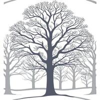 Winter trees seamless pattern with towering oak trees and light snow for a majestic winter woodland design concept as Majestic winter trees pattern with towering oak trees and ligh Clean Pro vector