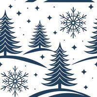 Winter whites seamless pattern with snowflakes frosted trees and soft snow for a serene peaceful winter design concept as Serene winter whites pattern with snowflakes frosted trees Clean Pro vector