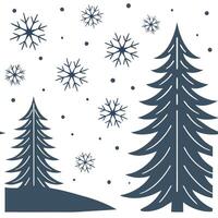 Winter whites seamless pattern with pine trees soft snowflakes and bright stars for a calm winter night sky concept as Calm winter night pattern with pine trees soft snowflakes and Clean Pro vector