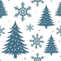 Winter wonderland seamless tile pattern with snow covered trees icicles and frosty seasonal beauty concept as Snowflakes frosted pine trees and shimmering icicles form a seamless w Clean Pro vector