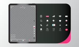 Tiktok Interface Template Set With Tablet vector