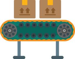 A conveyor belt with two boxes on it vector