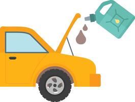 A yellow car with a gas can and a hose vector