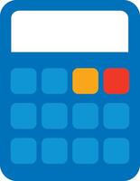 A blue calculator with a red button vector