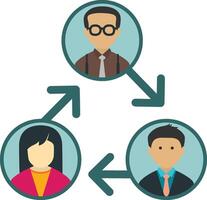 A group of people are shown in a circle with arrows vector