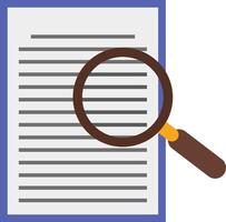 Searching for a document with a magnifying glass vector
