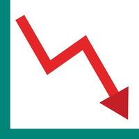 A red arrow pointing down on a white background vector