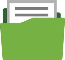 A green folder with a paper document inside vector