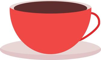 A red cup with a saucer on a white background vector